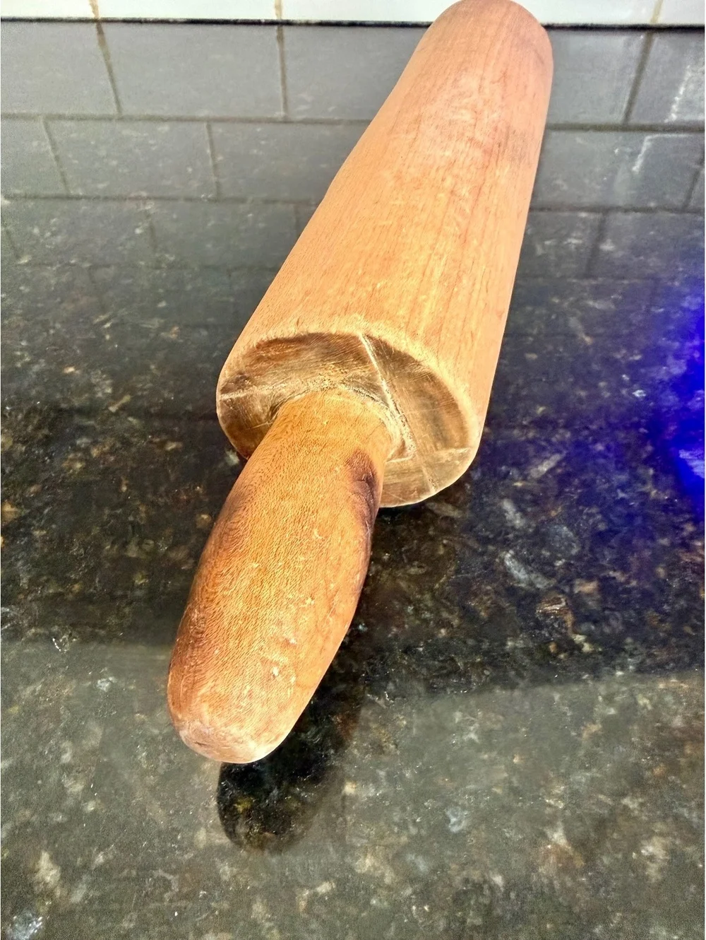 Vintage Wooden Rolling Pin Double Handle Farmhouse Kitchen Baking Decor